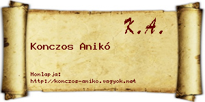 Konczos Anikó névjegykártya